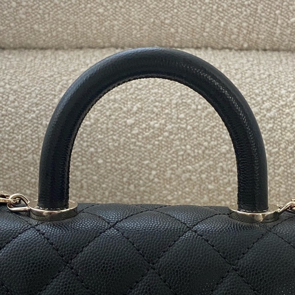 Chanel Black Quilted Grained Calfskin Mini Bag with Top Handle Gold Hardware - Picture 10 of 12